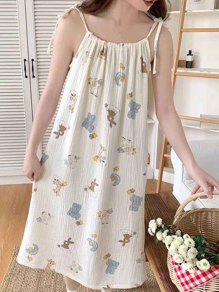 Summer Cotton Camisole Nightgown Women Loose Slim Breathable Home Dress Wholesale