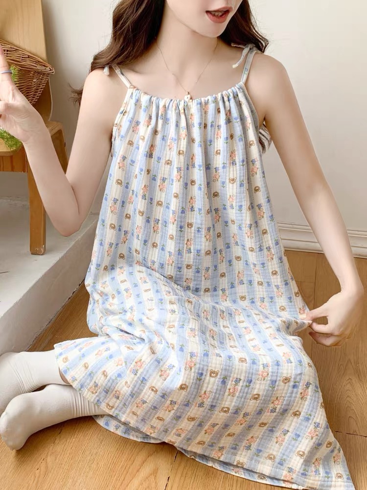 Summer Cotton Camisole Nightgown Women Loose Slim Breathable Home Dress Wholesale