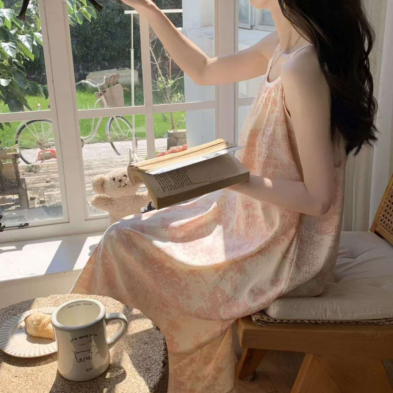 Summer Cloud Cotton Camisole Homewear Women Short Sleeve Shorts 2 Pcs photo 6 (style 17171723)