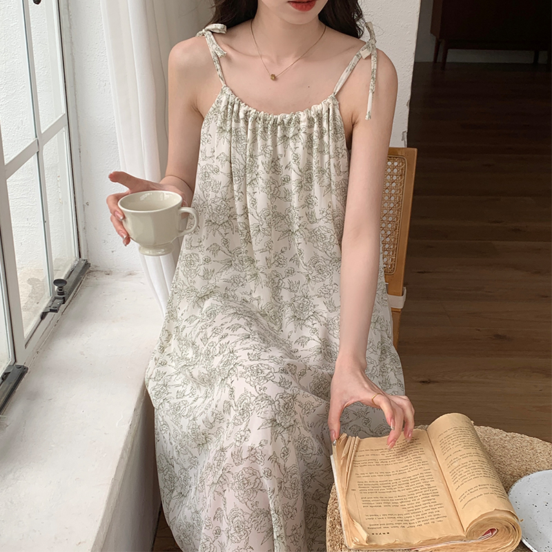 Women's Summer Cloud Cotton Slip Nightgown - Loose Fit, Slimming, Breathable Home Sleepwear Dress