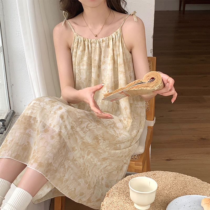 Summer Cloud Cotton Camisole Nightgown Women Loose Slim Breathable Hom photo 6 (style 172417389)