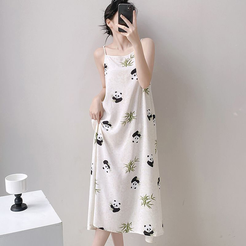 Summer Cloud Cotton Camisole Nightgown Women Loose Slim Breathable Hom photo 6 (style 17421743)