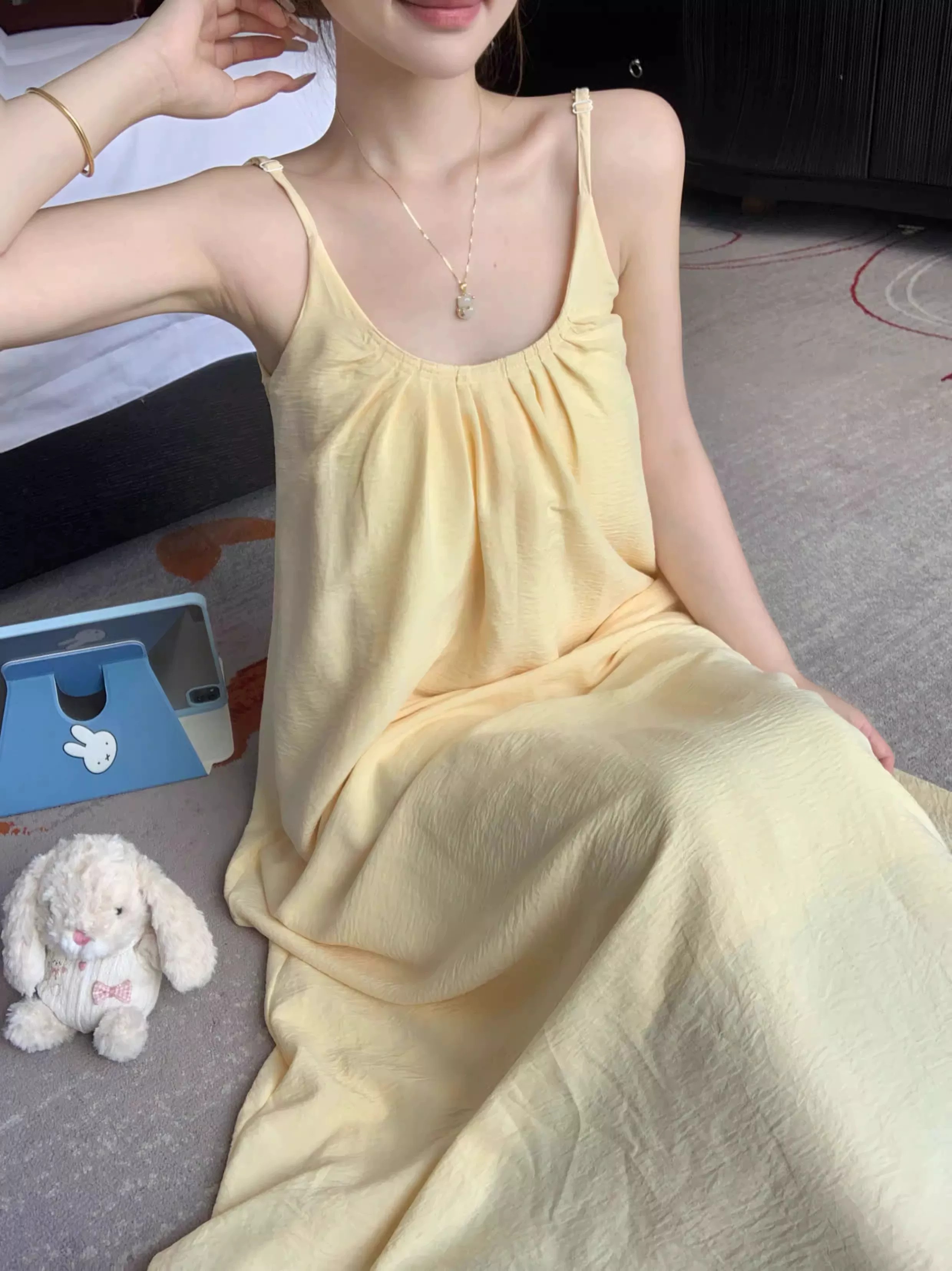 Women's Summer Cloud Cotton Built-in Chest Pad Short Sleeve & Shorts Pajama Set - Breathable, Comfortable, Wearable Out