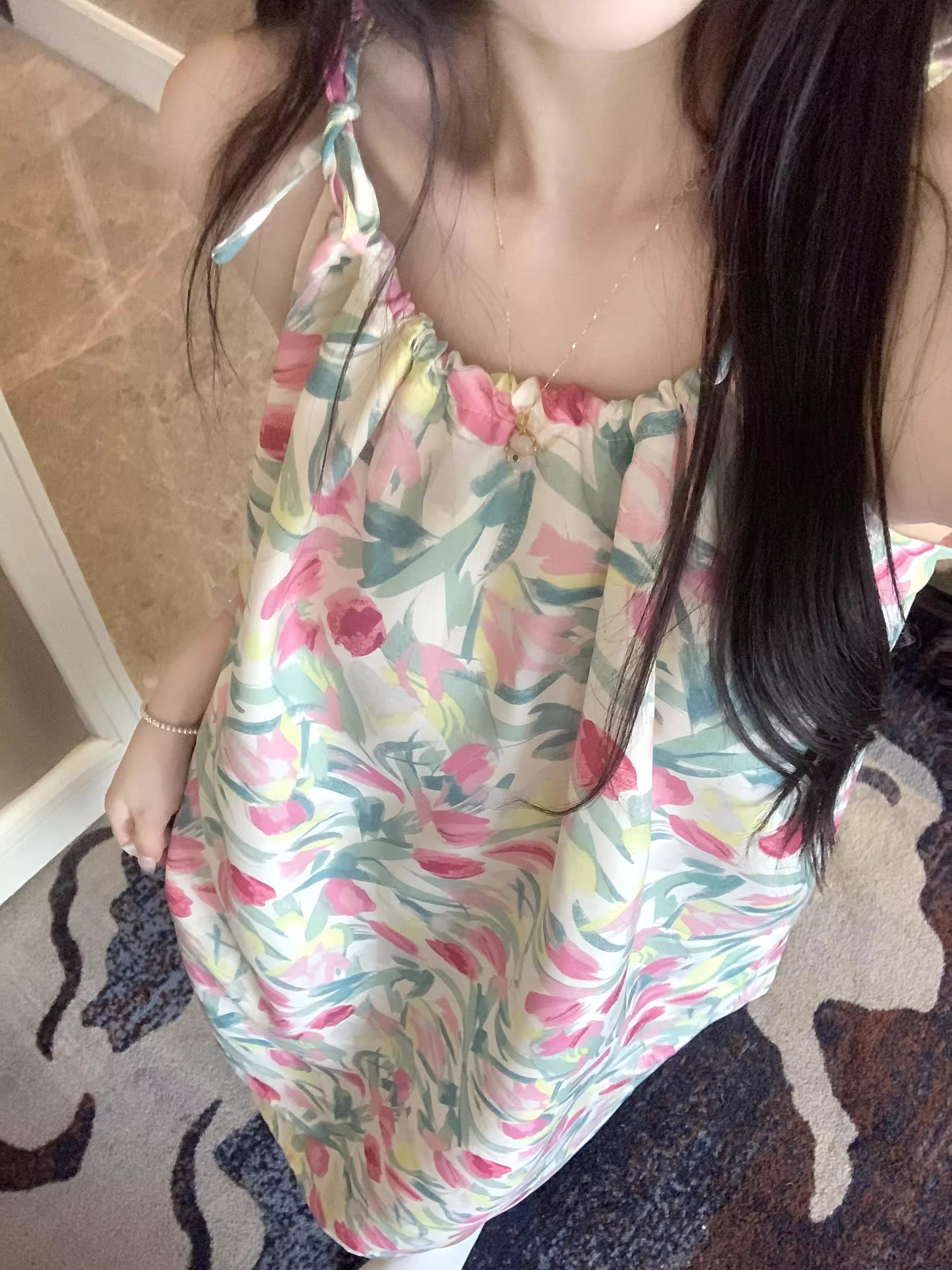 Summer Cloud Cotton Camisole Homewear Women Short Sleeve Shorts 2 Pcs photo 2 (style 17639)