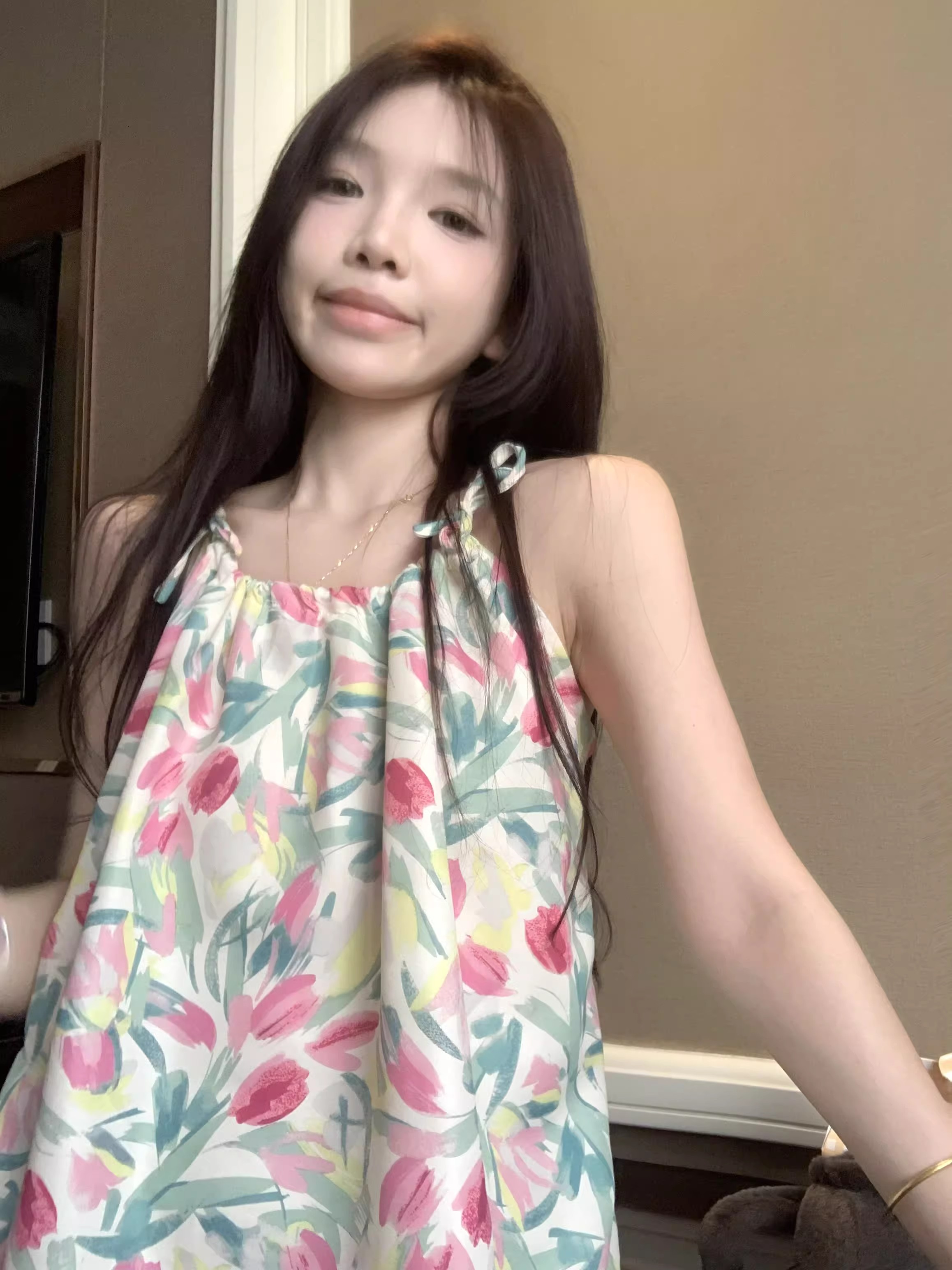 Summer Cloud Cotton Camisole Homewear Women Short Sleeve Shorts 2 Pcs photo 4 (style 17639)