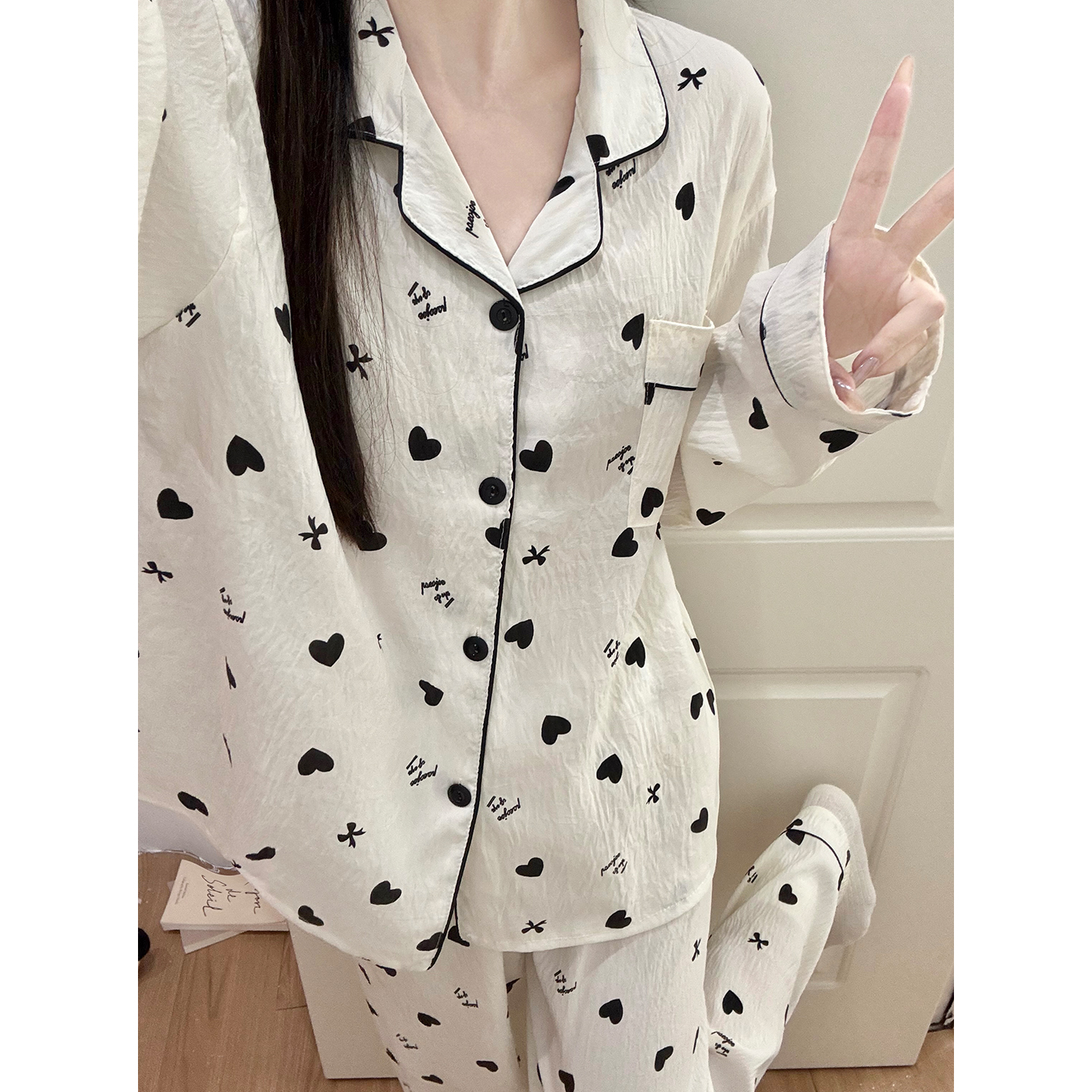 Women's Summer Cloud Cotton Double-Layer Shorts Loungewear Set photo 6 (style SM-F45650)
