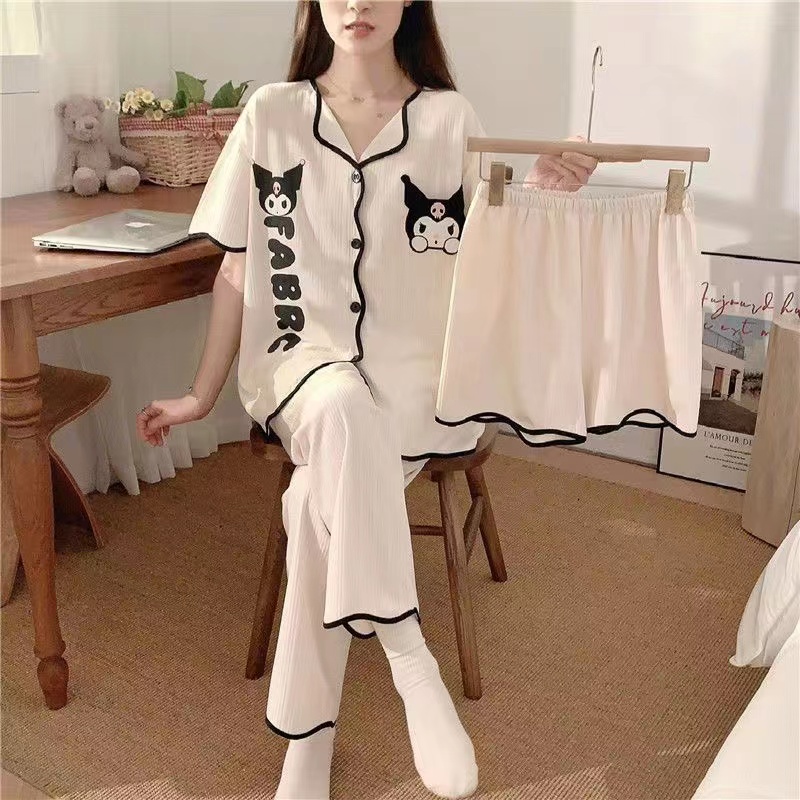 Summer Cotton Homewear Women Short Sleeve Shorts 2 Pcs Breathable Comf photo 1 (style 18)
