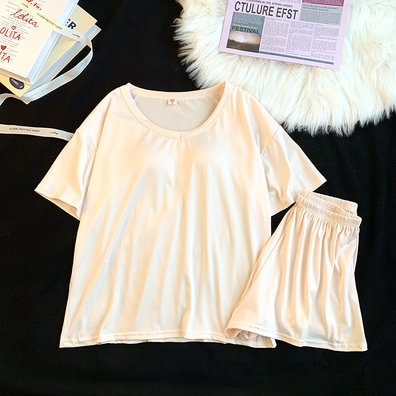 Summer Cotton Homewear Women Short Sleeve Shorts 2 Pcs Breathable Comf photo 2 (style 19)