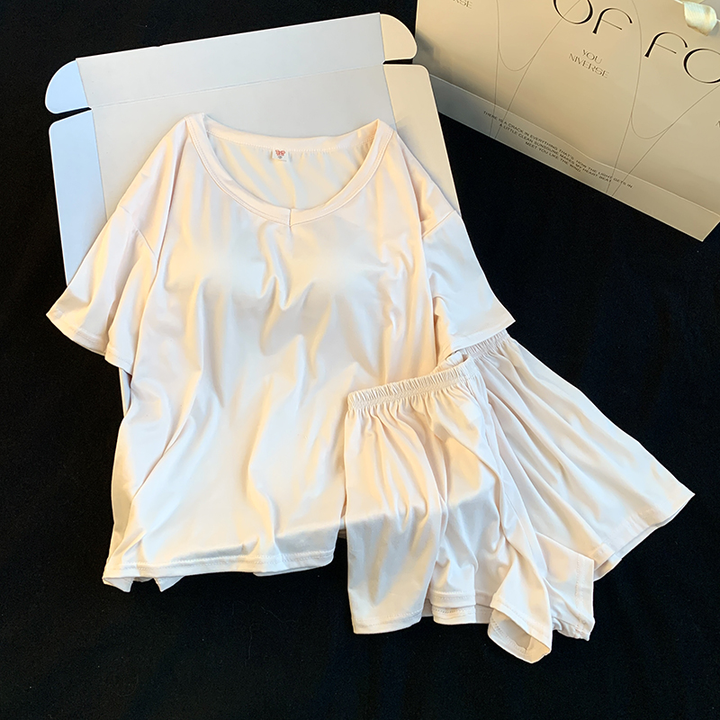 Summer Cotton Homewear Women Short Sleeve Shorts 2 Pcs Breathable Comf photo 5 (style 19)