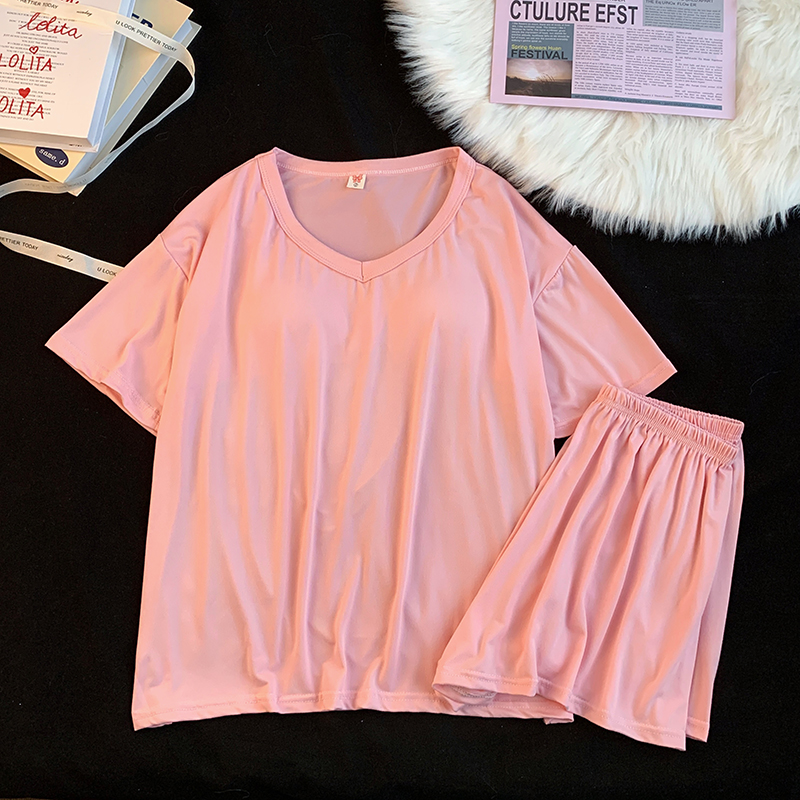 Summer Cotton Homewear Women Short Sleeve Shorts 2 Pcs Breathable Comf photo 1 (style 20)