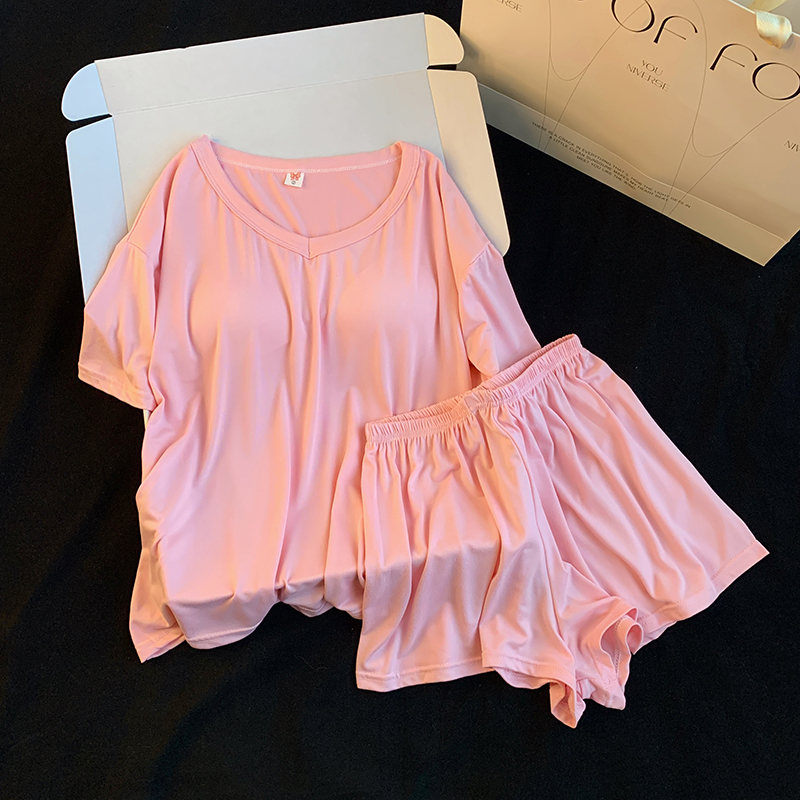 Summer Cotton Homewear Women Short Sleeve Shorts 2 Pcs Breathable Comf photo 6 (style 20)