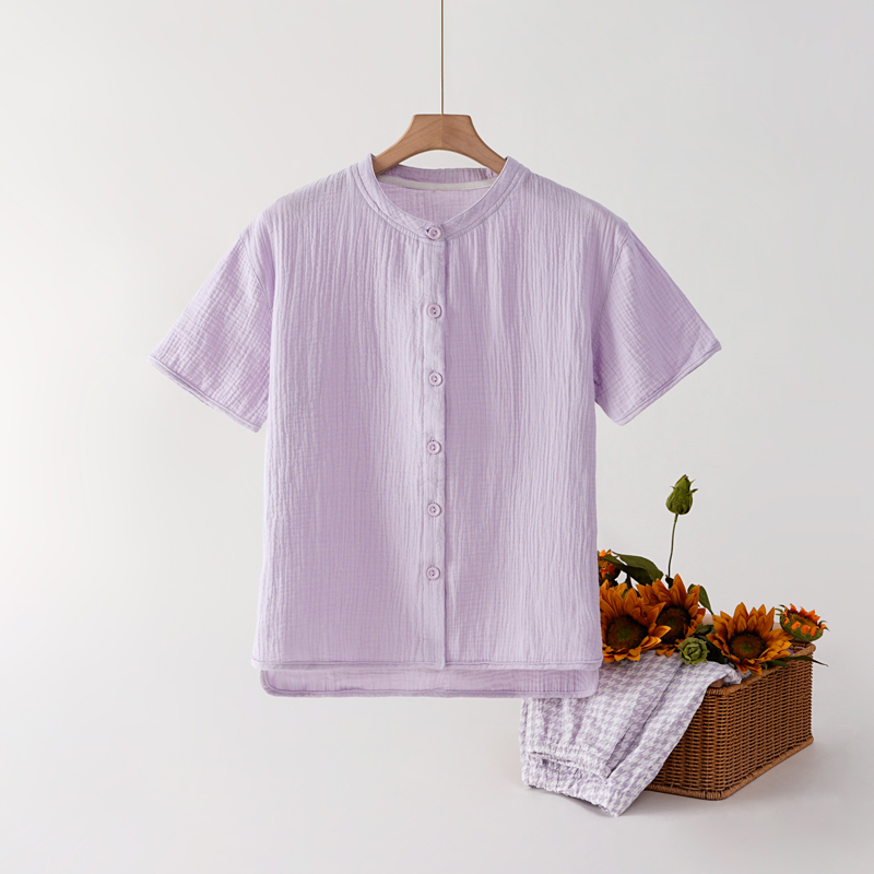 Summer Cloud Cotton Homewear Women Short Sleeve Shorts 2 Pcs Breathabl photo 3 (style 2000200214)