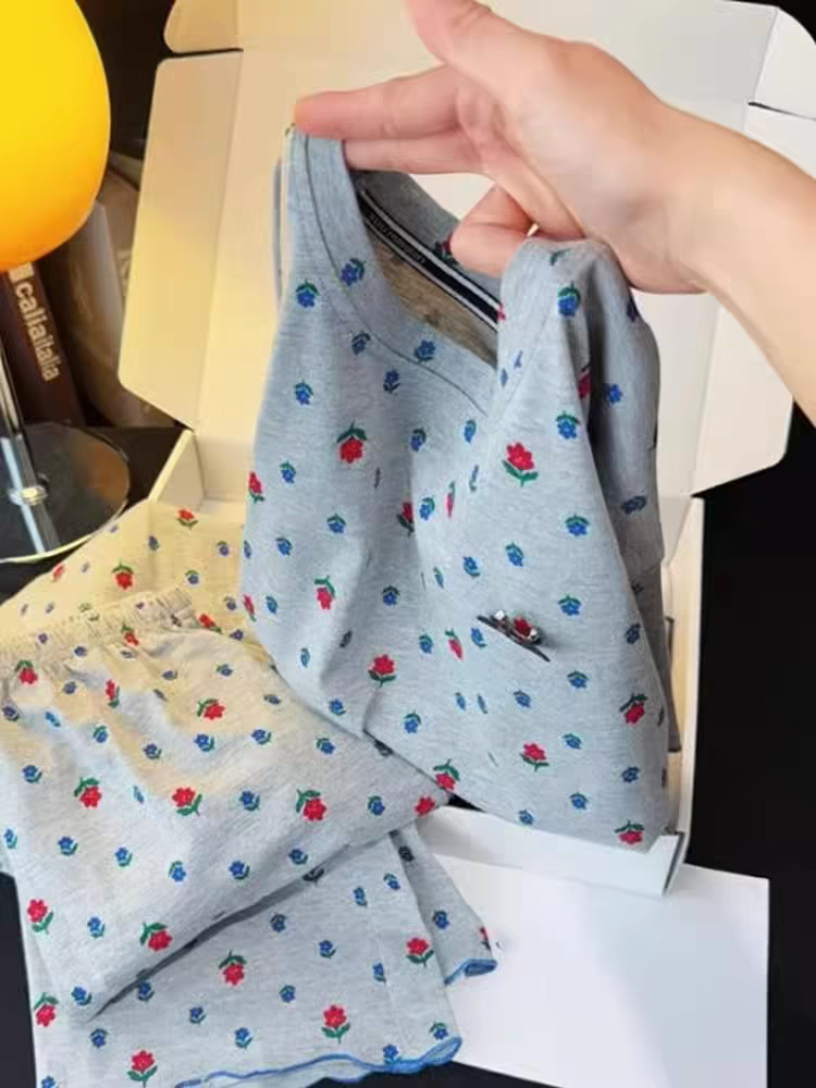 Women's Summer Imitation Cotton Pajama Set, Short Sleeve & Shorts, Bre photo 3 (style SM-4DD8EA)