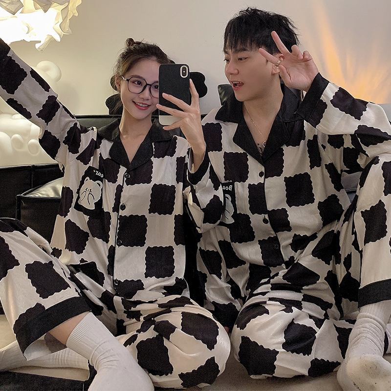 夏季冰丝情侣家居服女大码短袖短裤两件套睡衣套装透气舒适可外穿