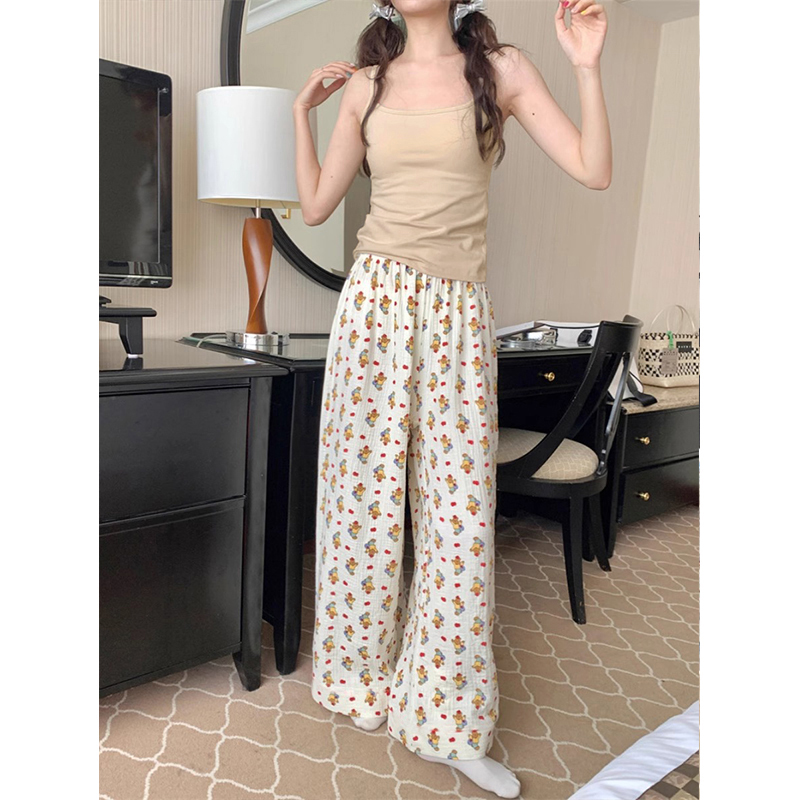 Summer Cotton Camisole Homewear Women Short Sleeve Shorts 2 Pcs Breath photo 6 (style 2068206914)