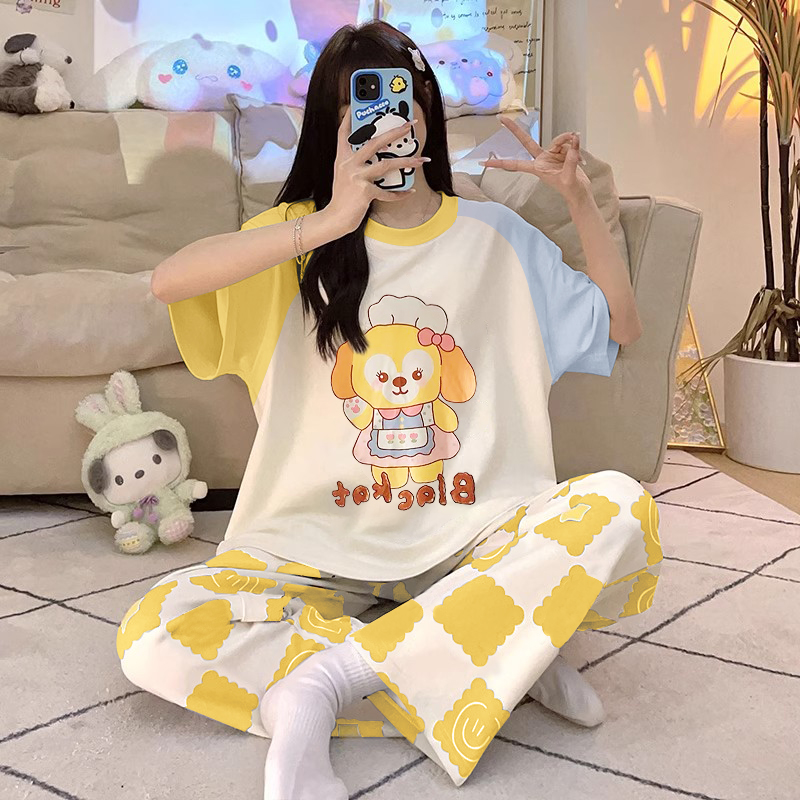 Summer Cotton-Like Homewear Women Short Sleeve Shorts 2 Pcs Breathable photo 6 (style 20942097)