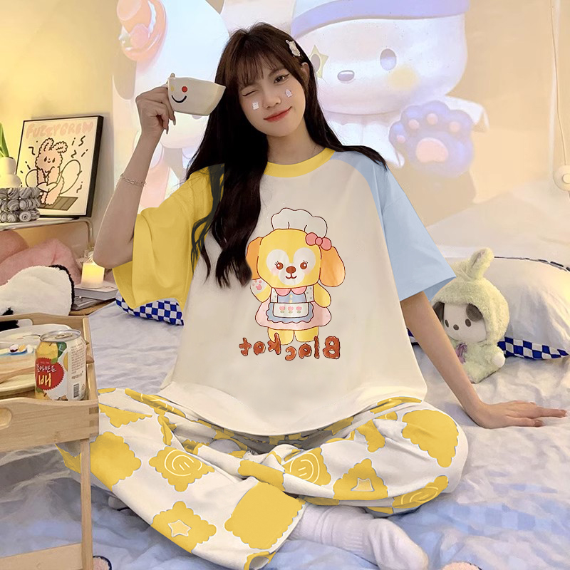 Summer Cotton-Like Homewear Women Short Sleeve Shorts 2 Pcs Breathable photo 7 (style 20942097)