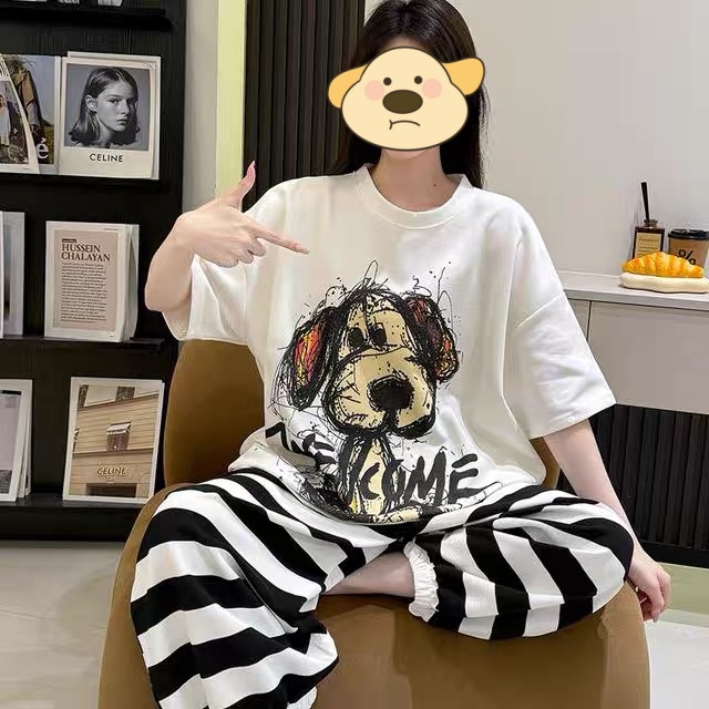 Summer Cloud Cotton With Pads Homewear Women Short Sleeve Shorts 2 Pcs Breathable Wholesale