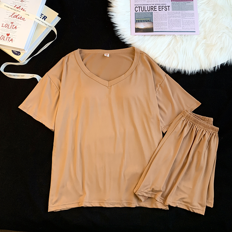 Summer Cotton Homewear Women Short Sleeve Shorts 2 Pcs Breathable Comf photo 1 (style 21)