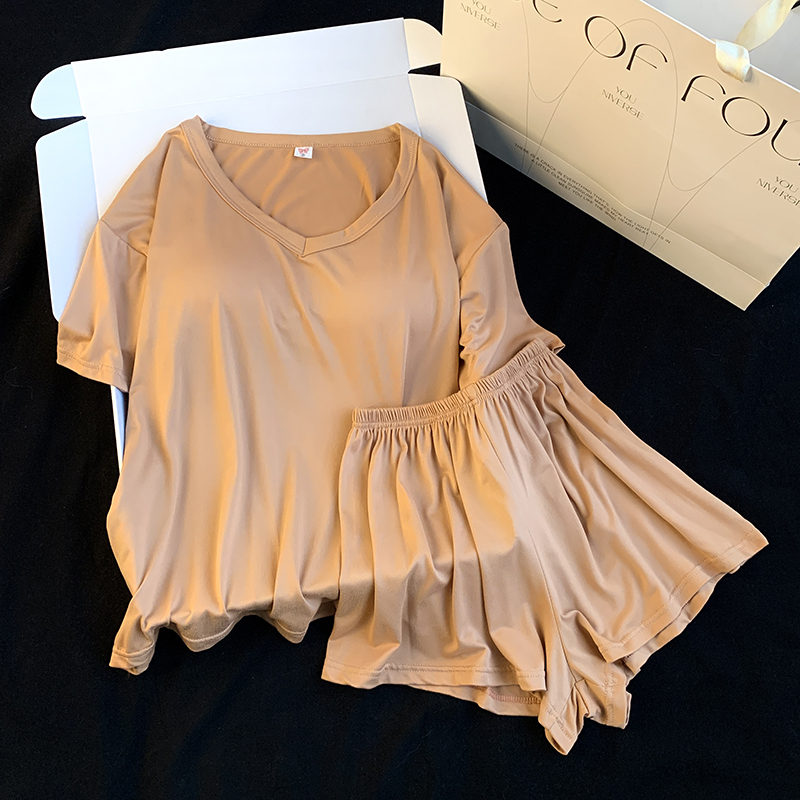 Summer Cotton Homewear Women Short Sleeve Shorts 2 Pcs Breathable Comf photo 2 (style 21)