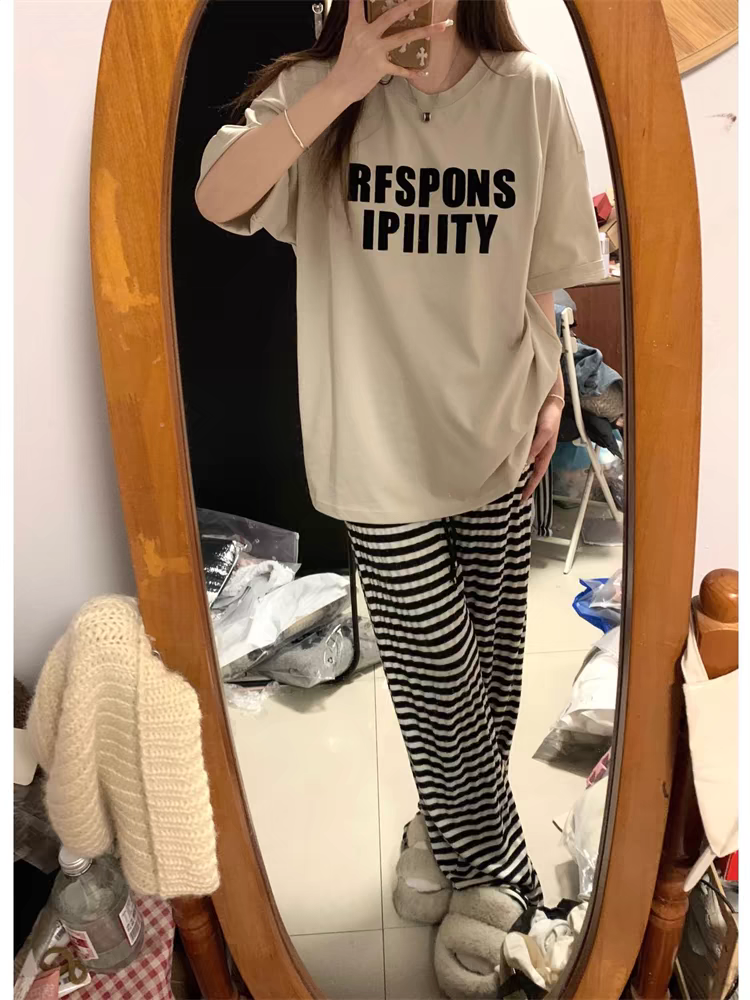 Summer Cotton-Like Homewear Women Short Sleeve Shorts 2 Pcs Breathable photo 3 (style 210015)