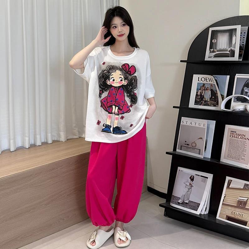 Women's Summer Cloud Cotton Built-in Chest Pad Short Sleeve & Shorts P photo 3 (style SM-342A1C)