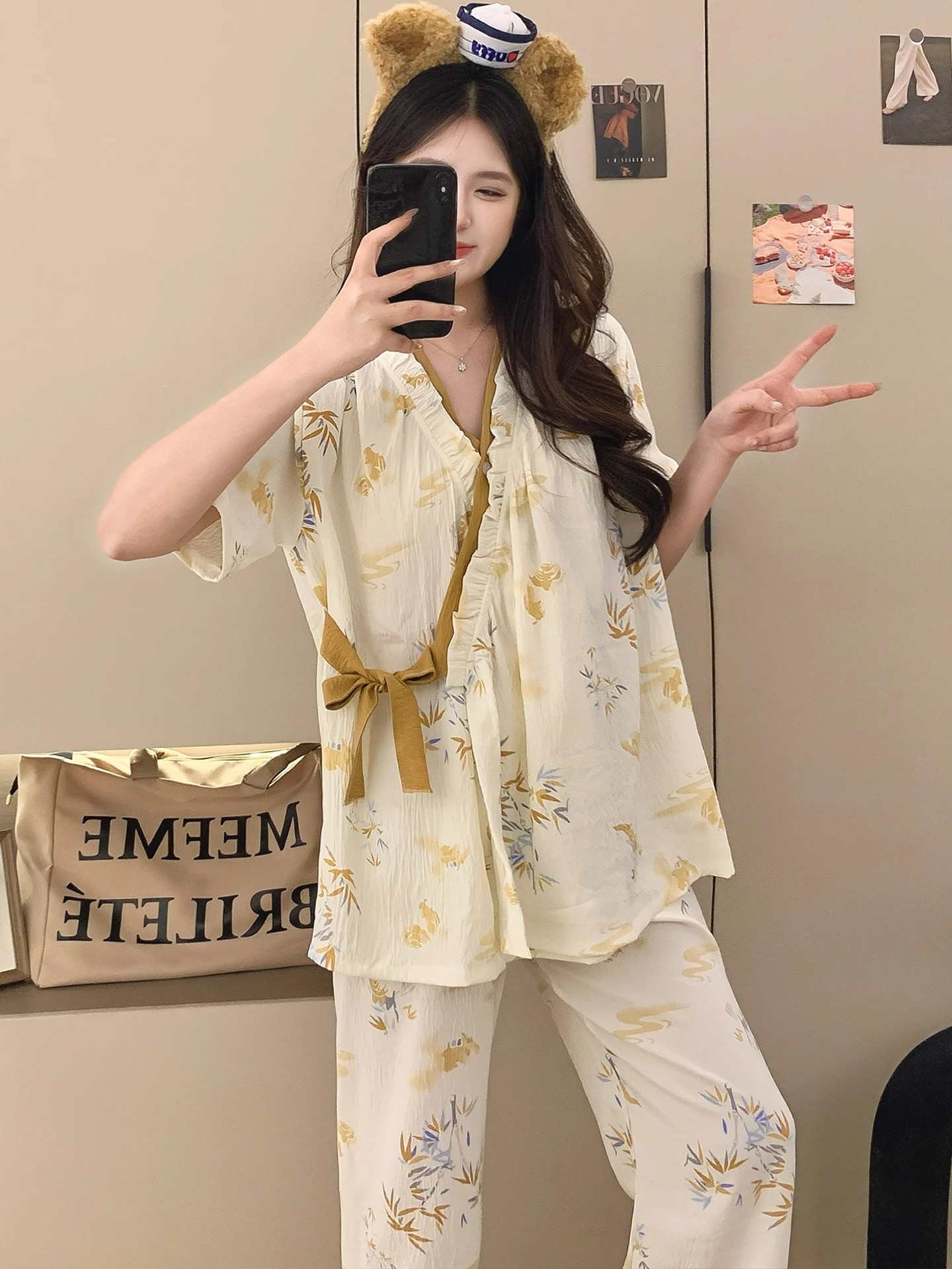 Summer Cloud Cotton Homewear Women Short Sleeve Shorts 2 Pcs Breathabl photo 5 (style 2109)