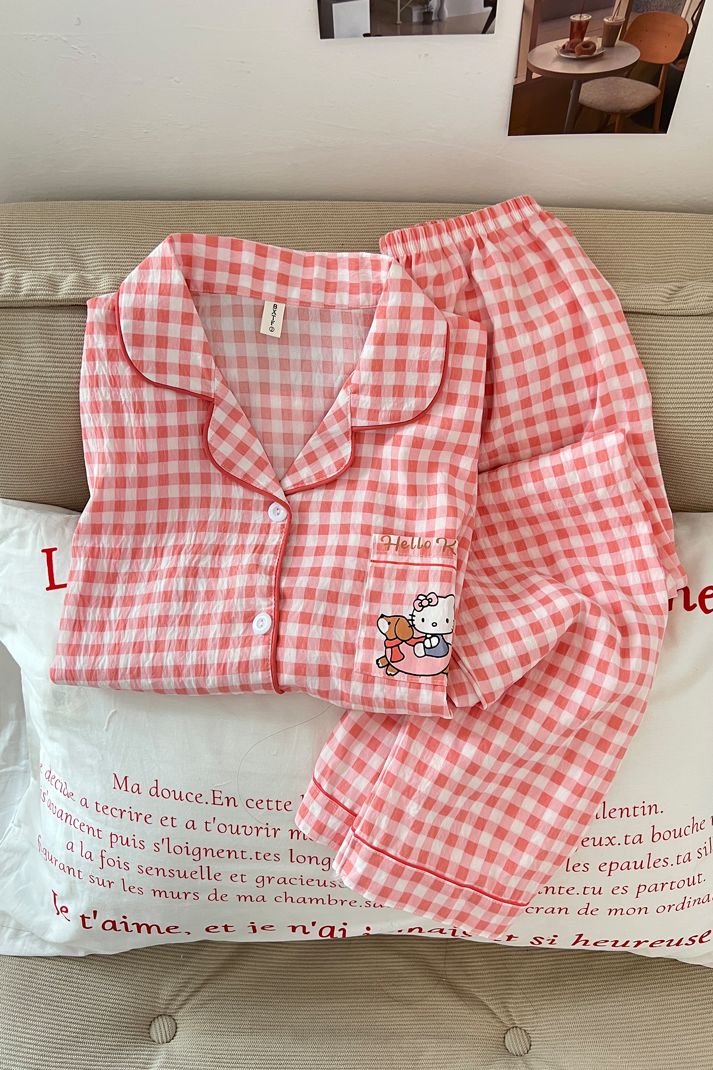 Summer Cloud Cotton Homewear Women Short Sleeve Shorts 2 Pcs Breathabl photo 4 (style 2160)