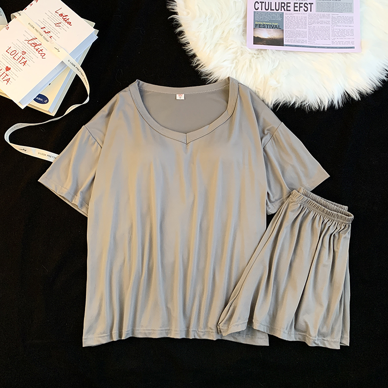 Summer Cotton Homewear Women Short Sleeve Shorts 2 Pcs Breathable Comf photo 3 (style 22)
