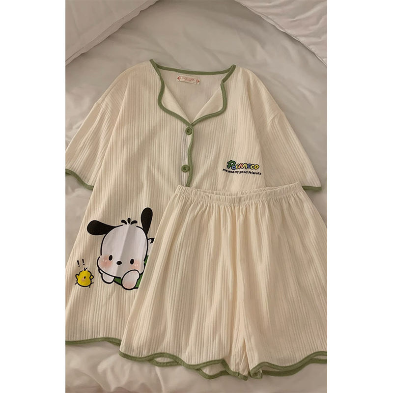 Summer Cotton Homewear Women Short Sleeve Shorts 2 Pcs Breathable Comf photo 6 (style 22)