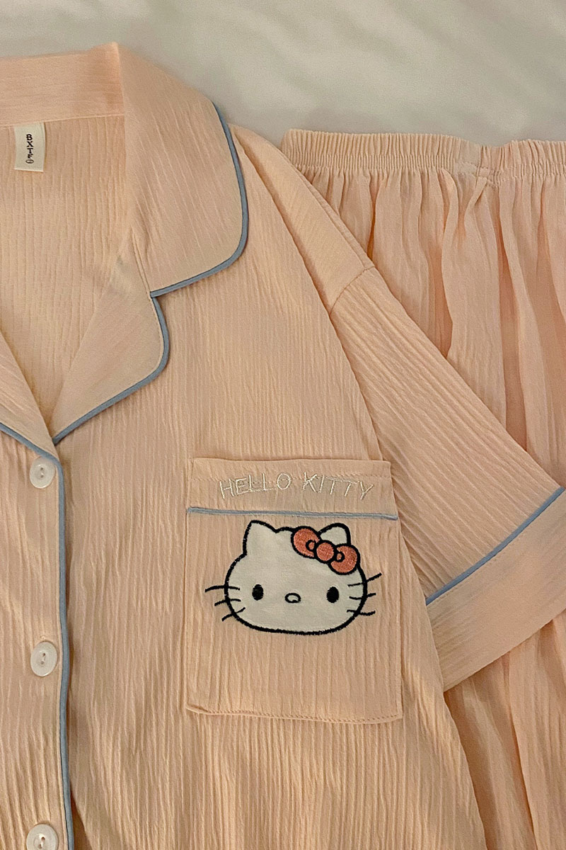 Summer Cotton Cardigan Homewear Women Short Sleeve Shorts 2 Pcs Breath photo 2 (style 220321)