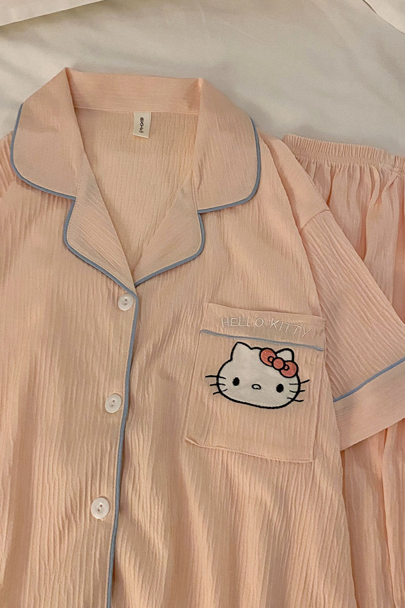 Summer Cotton Cardigan Homewear Women Short Sleeve Shorts 2 Pcs Breath photo 4 (style 220321)