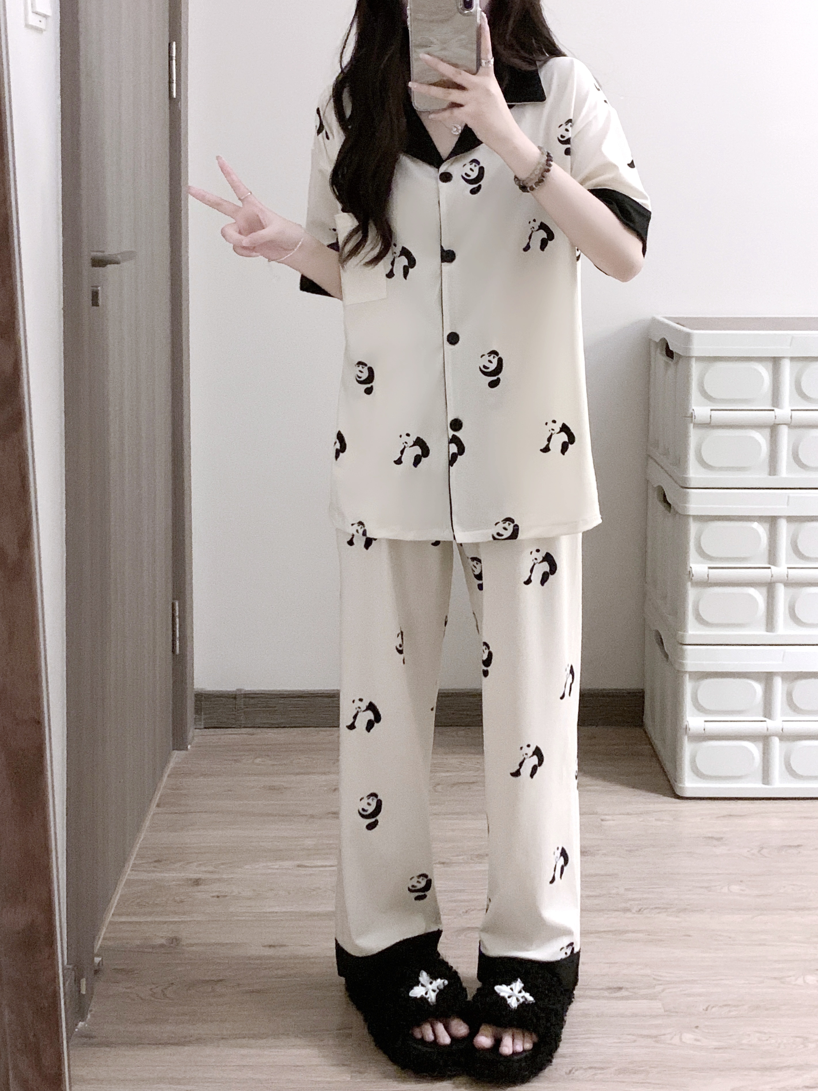 Summer Cotton-Like Homewear Women Short Sleeve Shorts 2 Pcs Breathable photo 2 (style 221522)