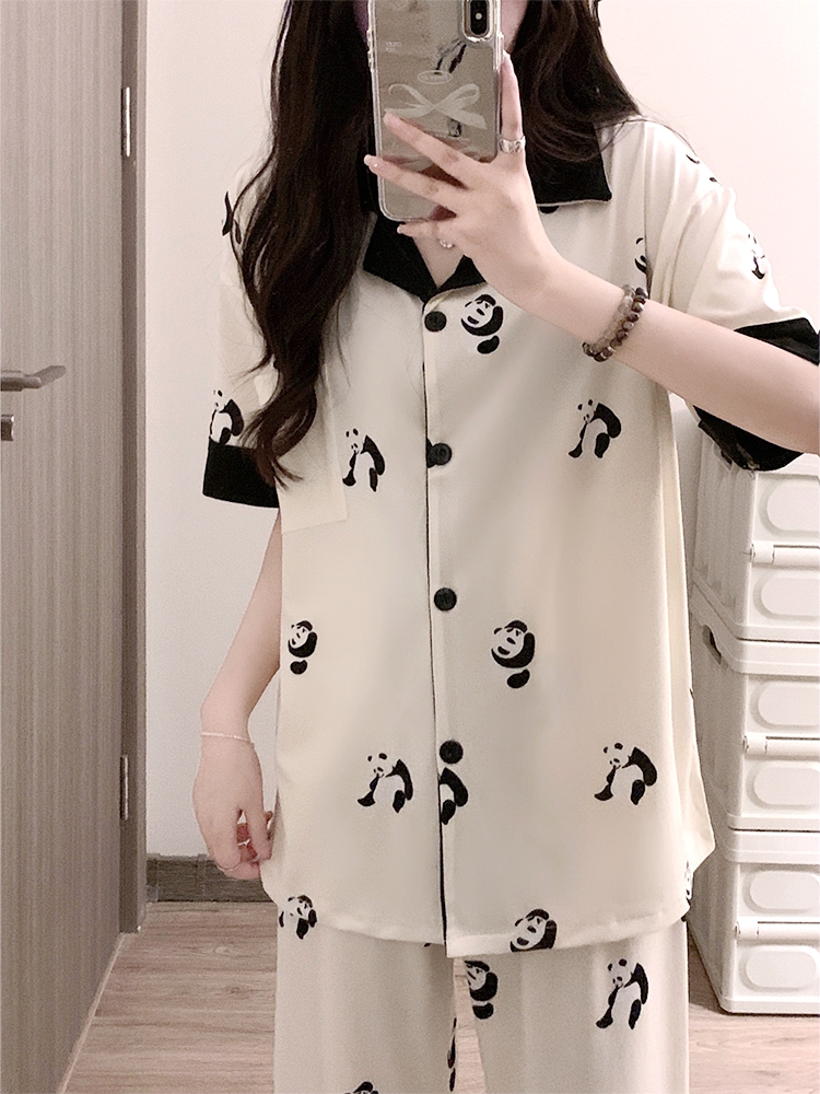 Summer Cotton-Like Homewear Women Short Sleeve Shorts 2 Pcs Breathable photo 6 (style 221522)