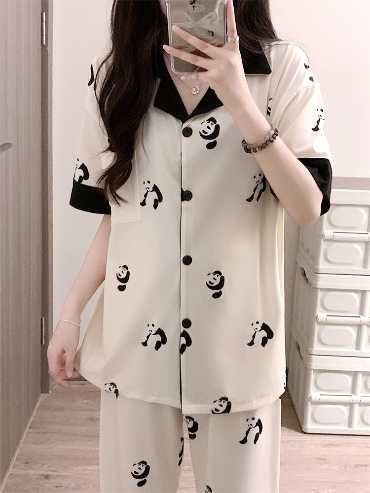 Summer Cotton-Like Homewear Women Short Sleeve Shorts 2 Pcs Breathable photo 7 (style 221522)