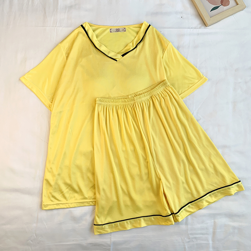 Summer Cotton Homewear Women Short Sleeve Shorts 2 Pcs Breathable Comf photo 3 (style 23)