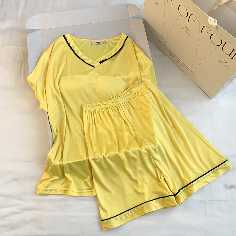 Summer Cotton Homewear Women Short Sleeve Shorts 2 Pcs Breathable Comf photo 4 (style 23)