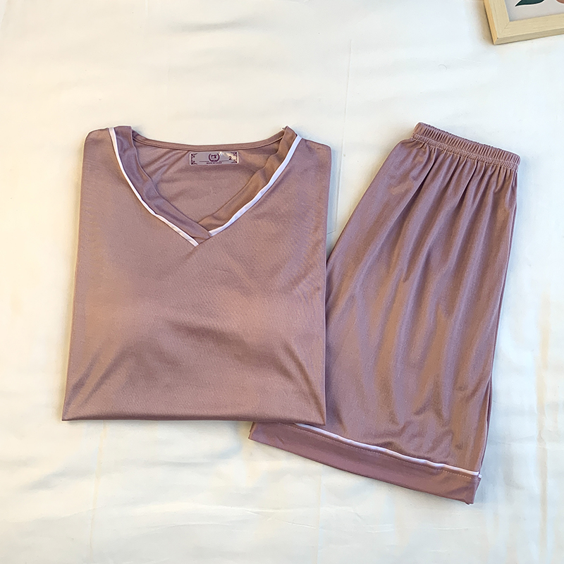 Summer Cotton Homewear Women Short Sleeve Shorts 2 Pcs Breathable Comf photo 2 (style 24)