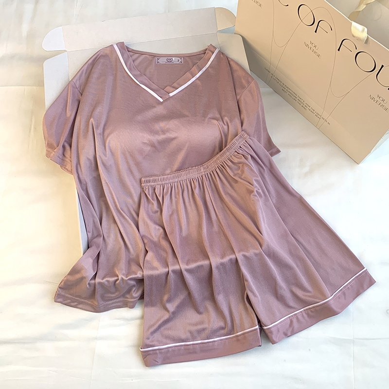 Summer Cotton Homewear Women Short Sleeve Shorts 2 Pcs Breathable Comf photo 3 (style 24)