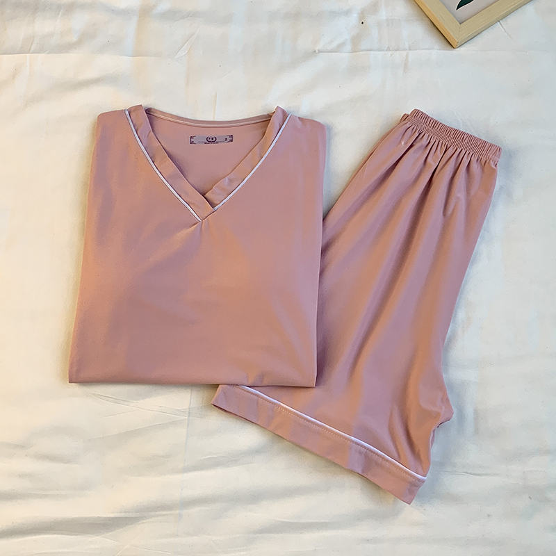 Summer Cotton Homewear Women Short Sleeve Shorts 2 Pcs Breathable Comf photo 3 (style 25)