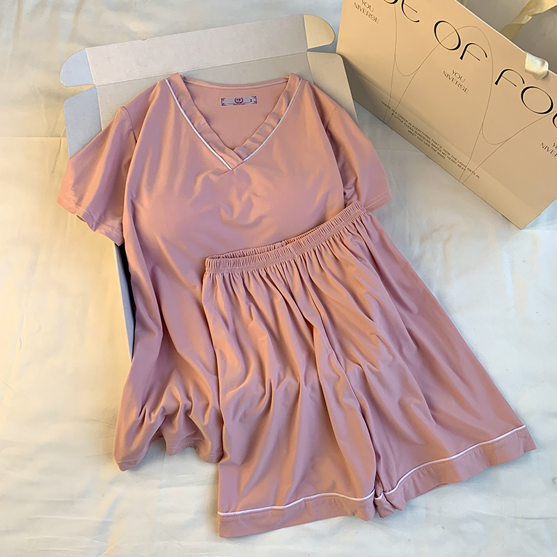 Summer Cotton Homewear Women Short Sleeve Shorts 2 Pcs Breathable Comf photo 4 (style 25)
