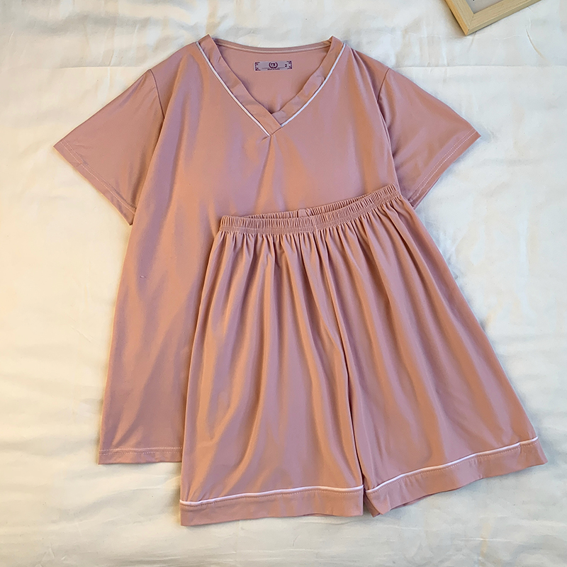 Summer Cotton Homewear Women Short Sleeve Shorts 2 Pcs Breathable Comf photo 5 (style 25)