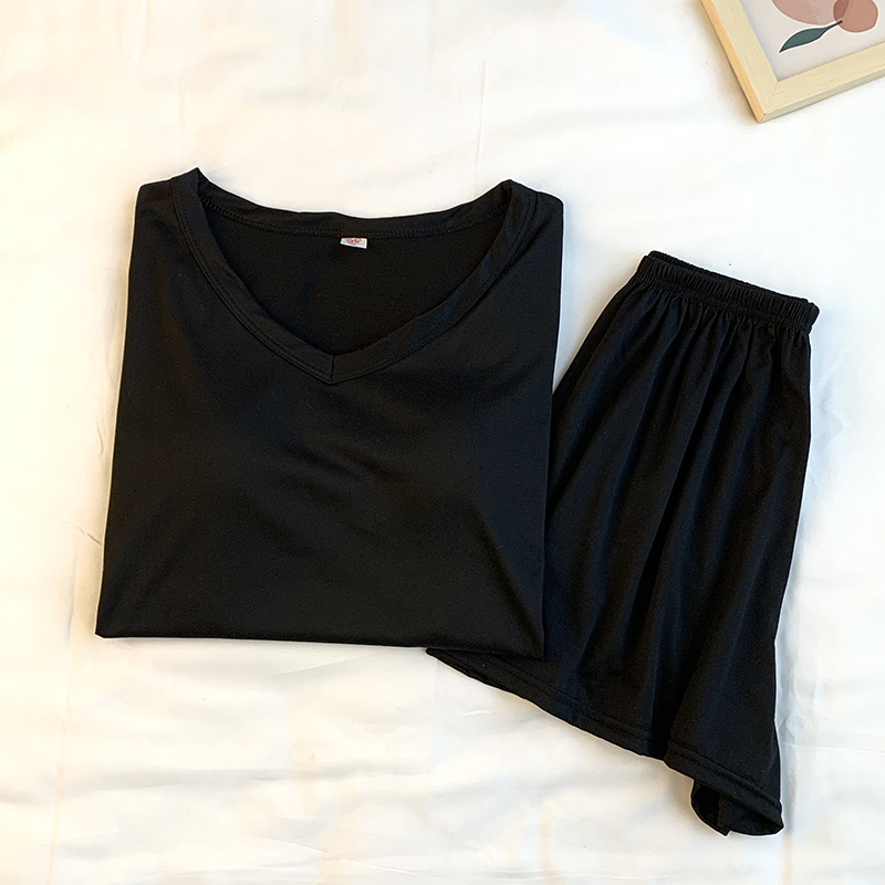 Summer Cotton Homewear Women Short Sleeve Shorts 2 Pcs Breathable Comf photo 5 (style 26)