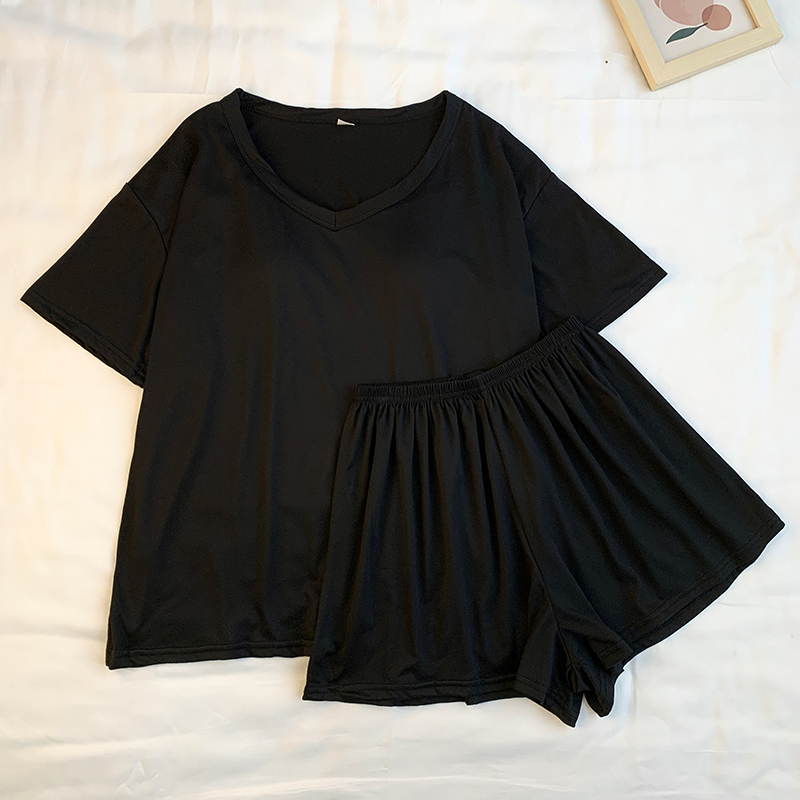 Summer Cotton Homewear Women Short Sleeve Shorts 2 Pcs Breathable Comf photo 6 (style 26)