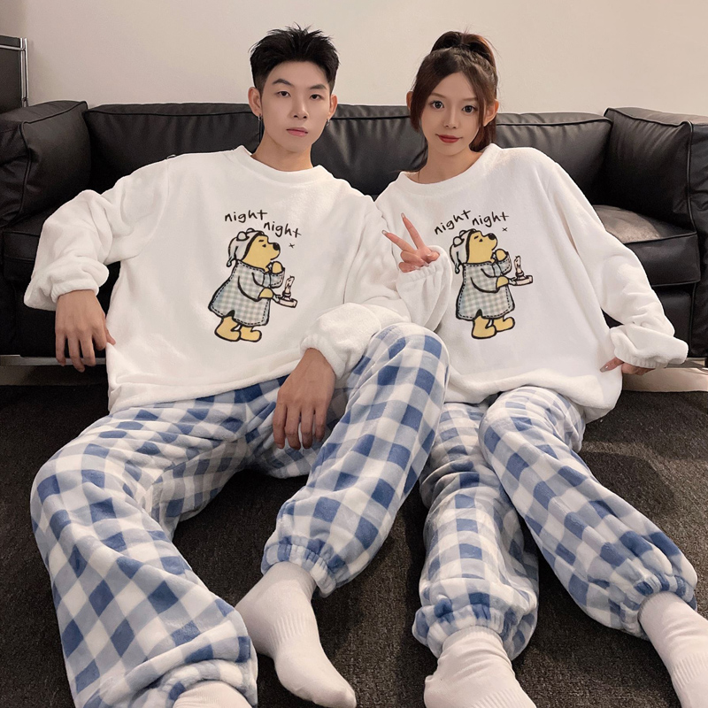 Autumn Winter Flannel Homewear Women Short Sleeve Shorts 2 Pcs Thick W photo 2 (style 28035)