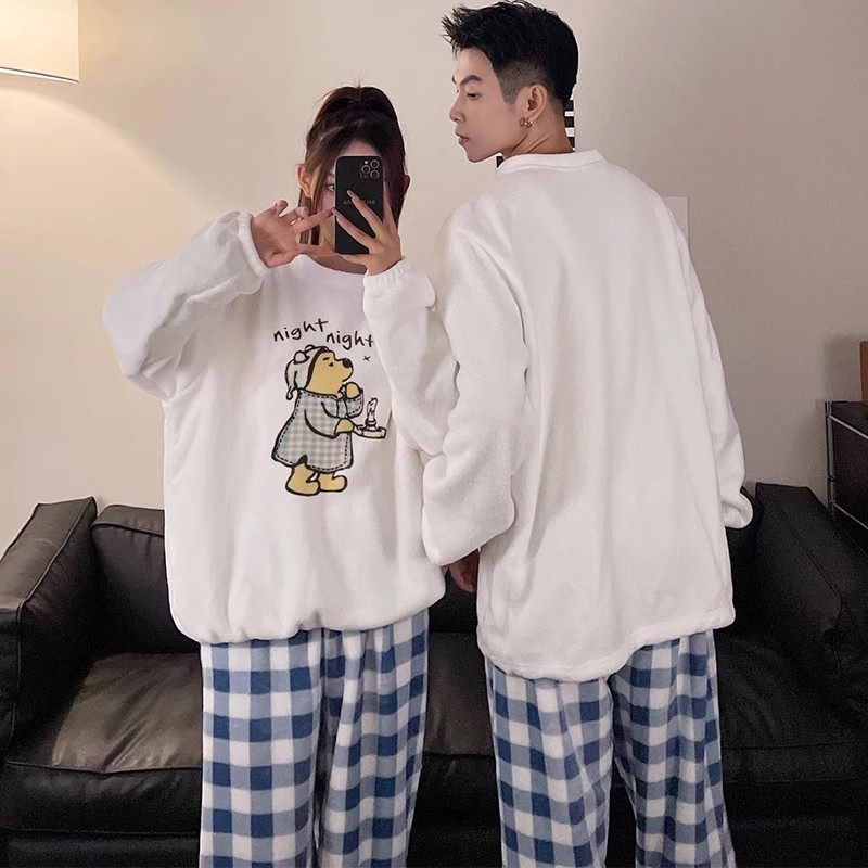 Autumn Winter Flannel Homewear Women Short Sleeve Shorts 2 Pcs Thick W photo 5 (style 28035)