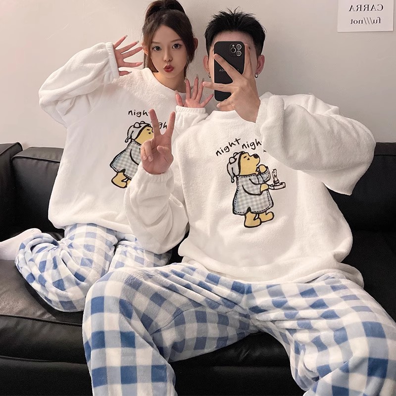 Autumn Winter Flannel Homewear Women Short Sleeve Shorts 2 Pcs Thick W photo 6 (style 28035)
