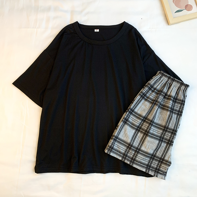 Summer Cotton Homewear Women Short Sleeve Shorts 2 Pcs Breathable Comf photo 1 (style 30)