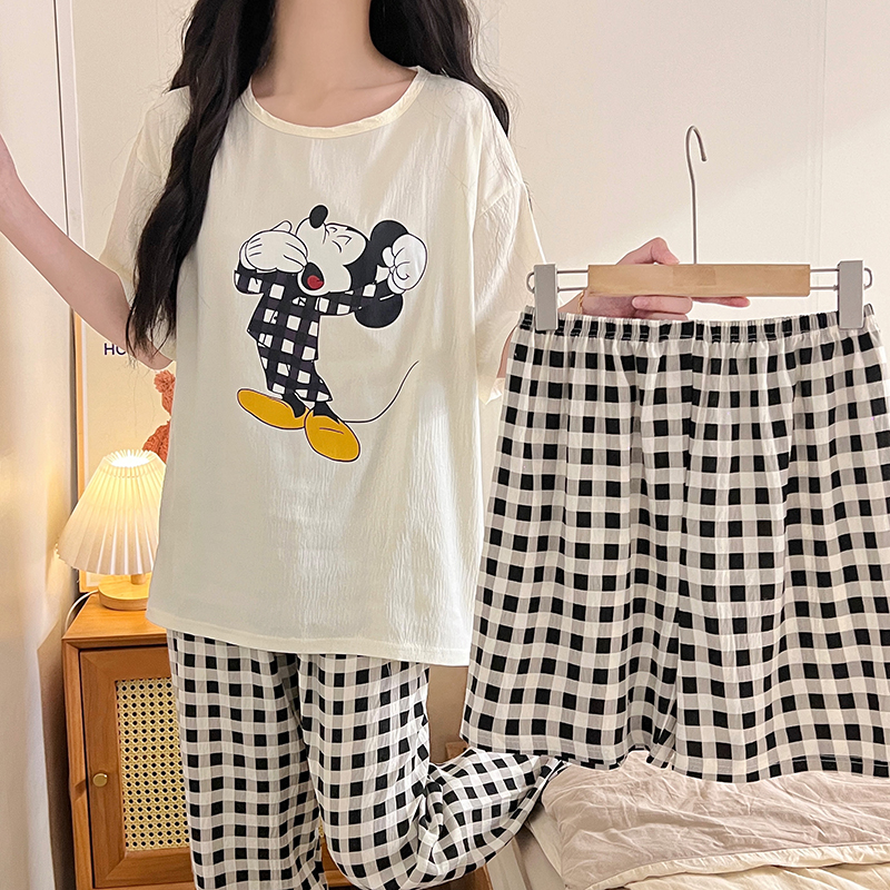 Summer Cloud Cotton Homewear Women Short Sleeve Shorts 2 Pcs Breathabl photo 6 (style 3123312815)