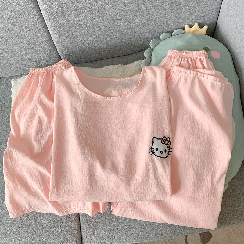 Summer Cloud Cotton Homewear Women Short Sleeve Shorts 2 Pcs Breathabl photo 7 (style 31293134)